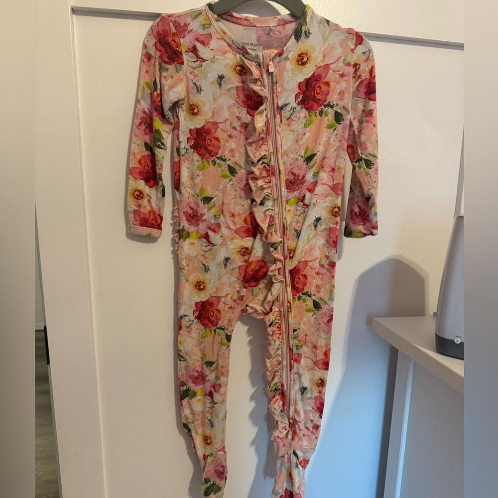 Posh peanut floral bamboo footie, 12-18 months